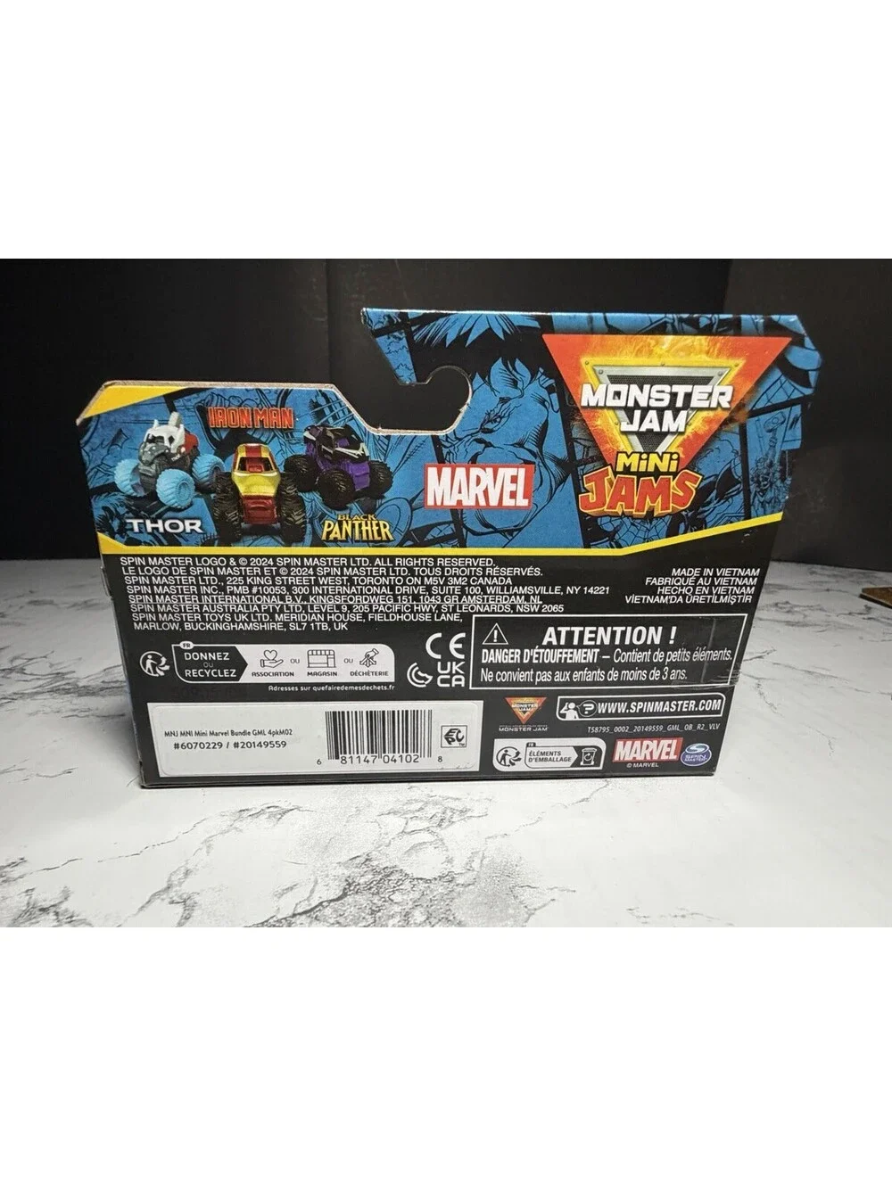 NEW Monster Jam 3pk Minis Series 1 Marvel Thor/Black Panther/Iron Man 1:87 Scale